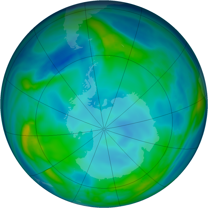 Antarctic ozone map for 22 May 2007